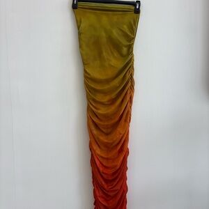 Fashion Nova Olive and Orange Maxi Dress